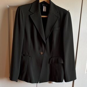 Dark Moss Green Jones New York Blazer with coordinating blouse   Size 12.